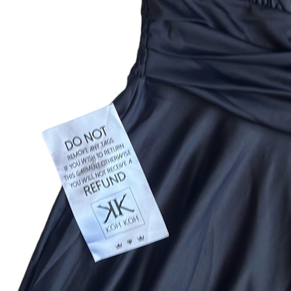 Koh Koh Cap Sleeve Semi-formal Black maxi gown wrap deep v-neck in black size s - Picture 9 of 12